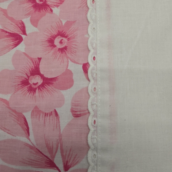 Vtg 70s Sheet Set, Flower Power, 1 Fitted & 1 Flat Sheet, Twin, Cotton/Poly - Picture 6 of 10